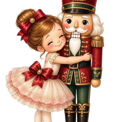 Nutcracker & Ballerina 100% Cotton Fabric Panel Block Quilt Square AAC614