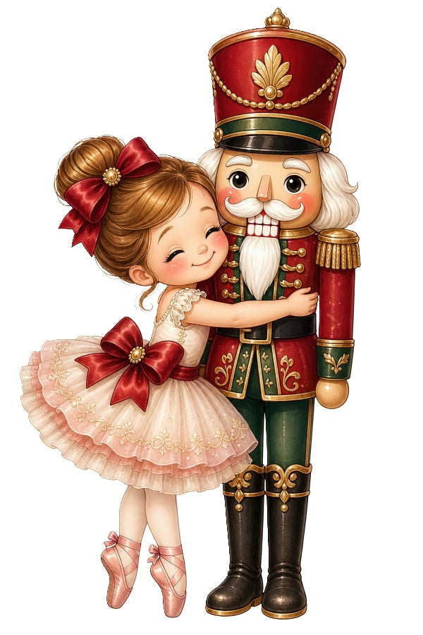 Nutcracker & Ballerina 100% Cotton Fabric Panel Block Quilt Square AAC614