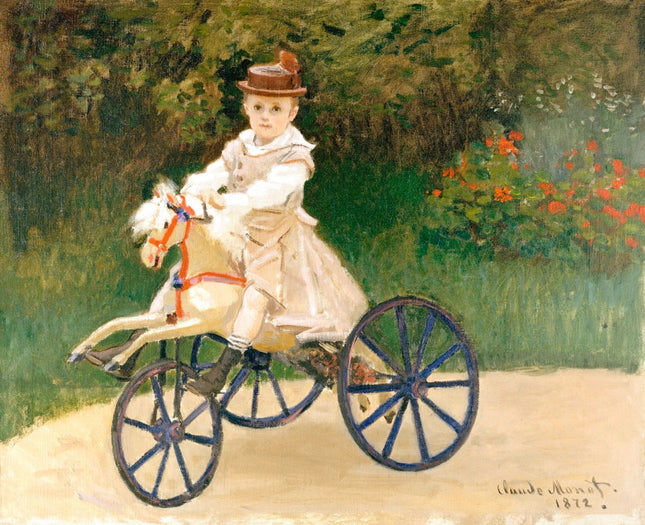 Jean Monet on His Hobby Horse 100% Cotton Fabric Panel AAC801