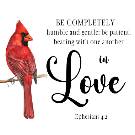 Ephesians 4:2 Bible Verse Cardinal 100% Cotton Fabric Panel Block AB1010