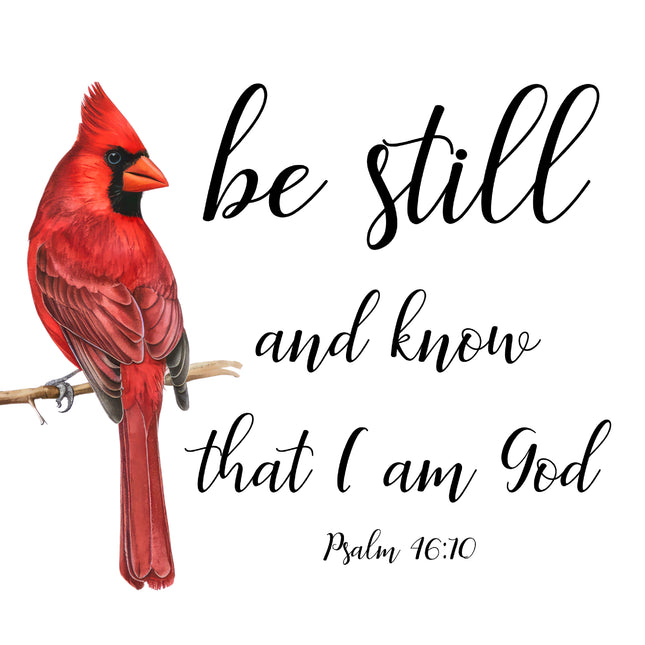 Psalm 46:10 Bible Verse Cardinal 100% Cotton Fabric Panel Block AB1013