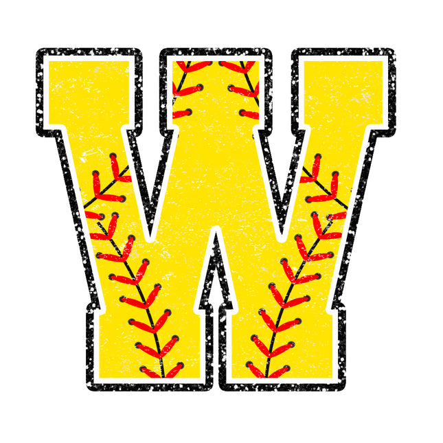softball letter w fabric panel