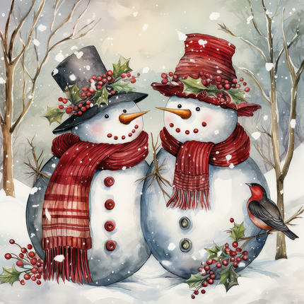 Snowman 100% Cotton Fabric Panel Block AB106
