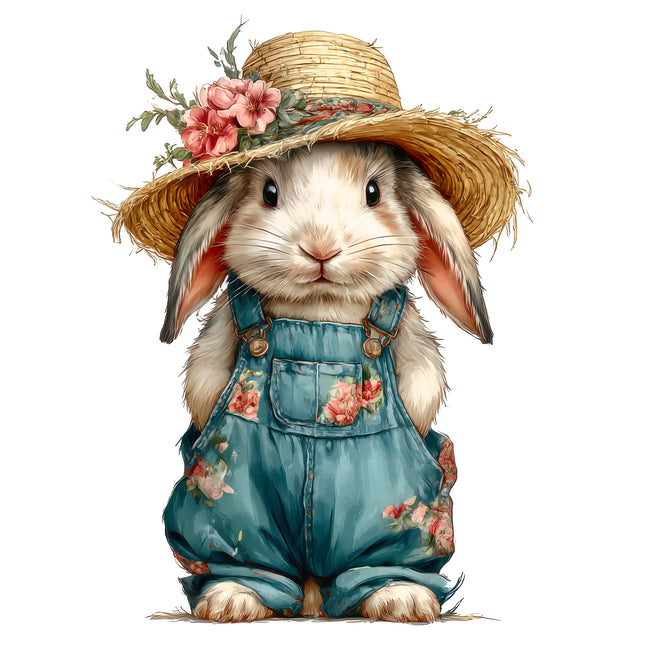 Garden Bunny 100% Cotton Fabric Panel Block AB1106