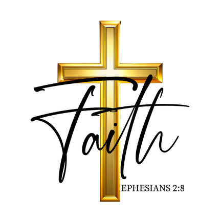 Ephesians 2:8 Faith Bible Verse 100% Cotton Fabric Panel Block AB1205