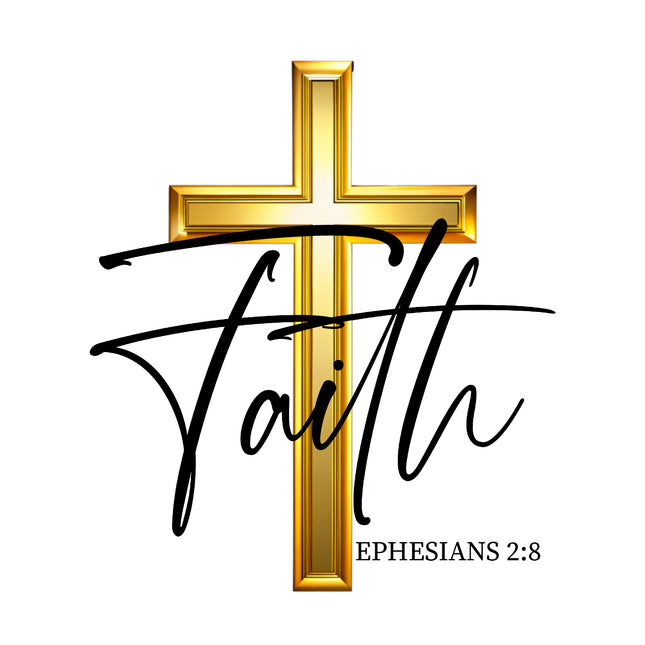 Ephesians 2:8 Faith Bible Verse 100% Cotton Fabric Panel Block AB1205