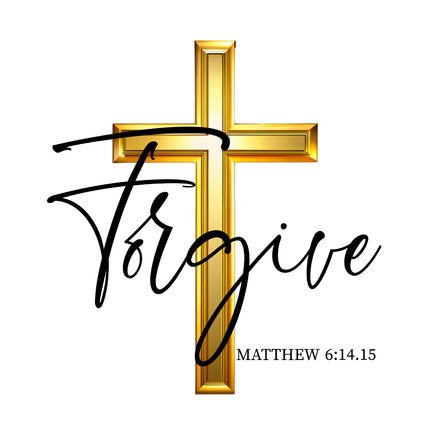 Matthew 6:14 Forgive Bible Verse 100% Cotton Fabric Panel Block AB1206