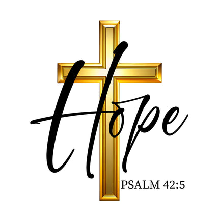 Psalm 42:5 Hope Bible Verse 100% Cotton Fabric Panel Block AB1207