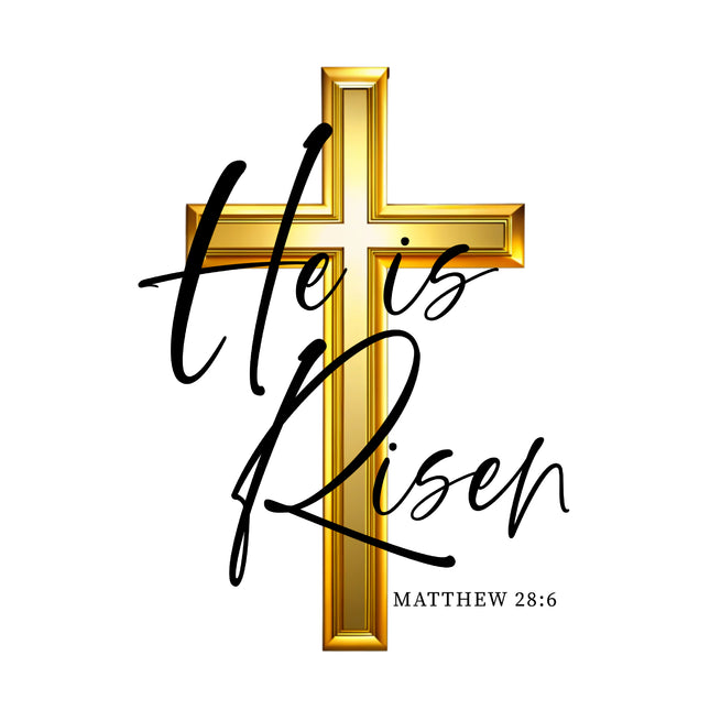 Matthew 28:6 Risen Bible Verse 100% Cotton Fabric Panel Block AB1208