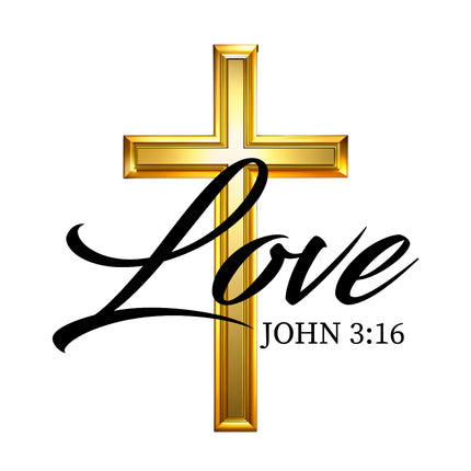 John 3:16 Love Bible Verse 100% Cotton Fabric Panel Block AB1209