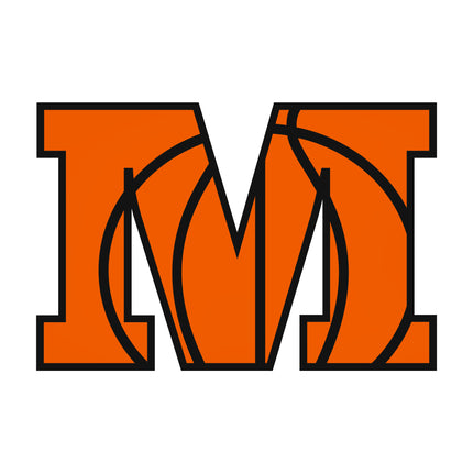 Basketball Letter Initial M 100% Cotton Fabric Panel Block AB1427