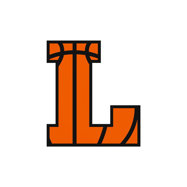Basketball Letter Initial L 100% Cotton Fabric Panel Block AB1428