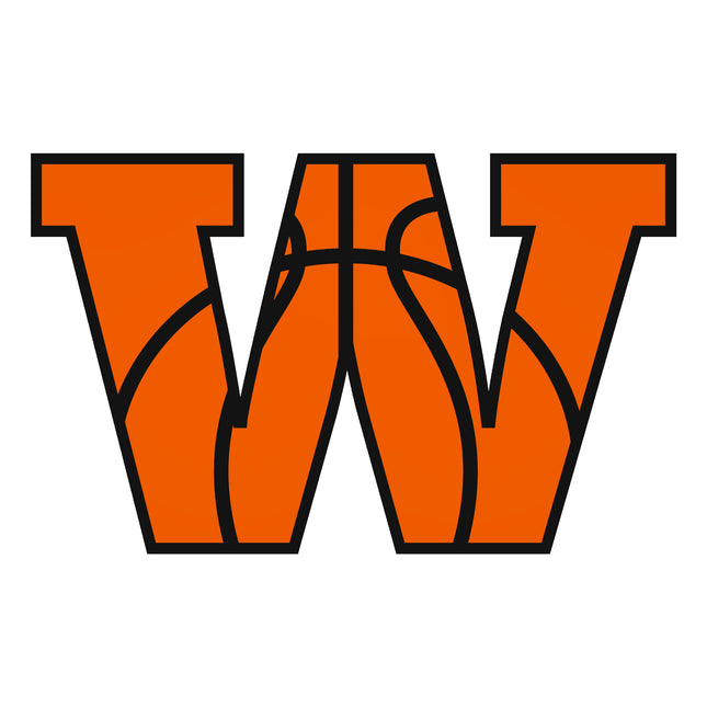 Basketball Letter Initial W 100% Cotton Fabric Panel Block AB1437