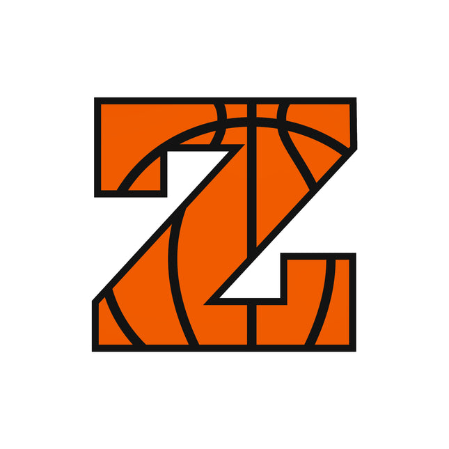 Basketball Letter Initial Z 100% Cotton Fabric Panel Block AB1440