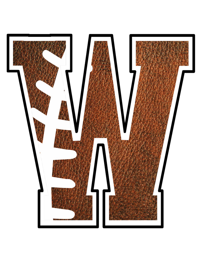 Football Letter Initial W 100% Cotton Fabric Panel Block AB1453