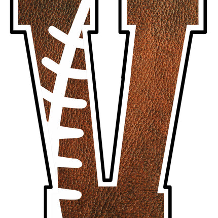 Football Letter Initial V 100% Cotton Fabric Panel Block AB1454