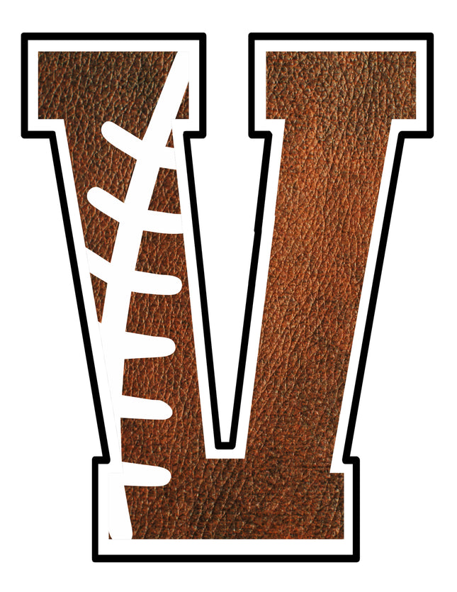 Football Letter Initial V 100% Cotton Fabric Panel Block AB1454