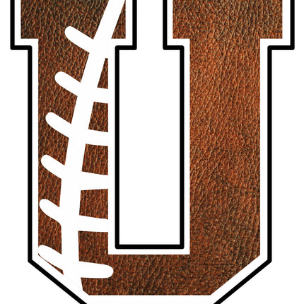 Football Letter Initial U 100% Cotton Fabric Panel Block AB1455
