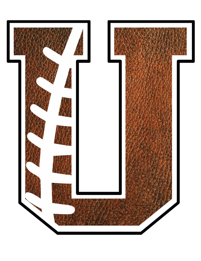 Football Letter Initial U 100% Cotton Fabric Panel Block AB1455