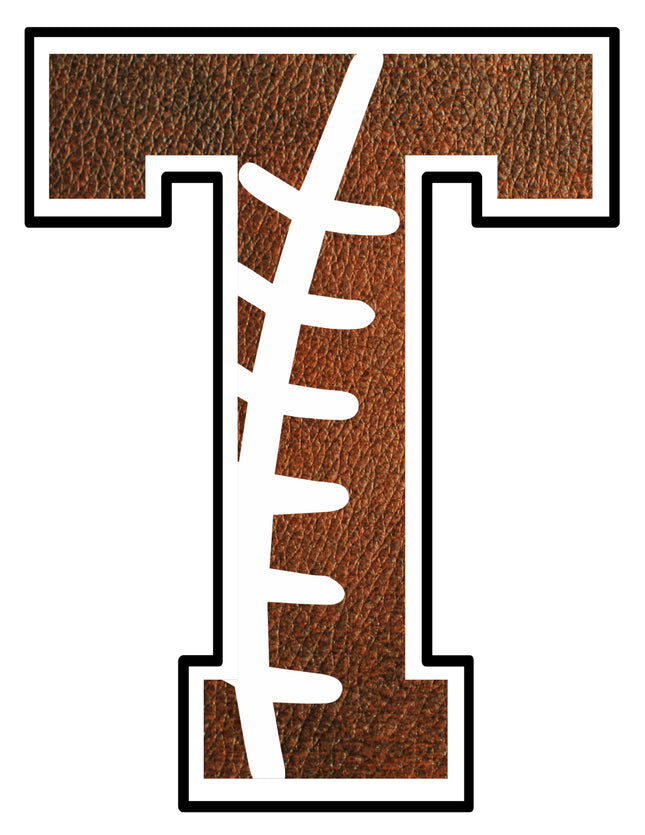 Football Letter Initial T 100% Cotton Fabric Panel Block AB1456