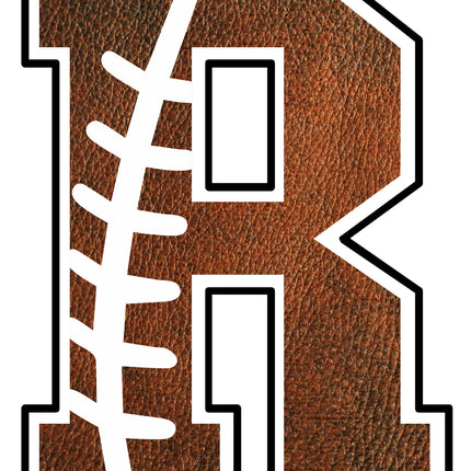 Football Letter Initial R 100% Cotton Fabric Panel Block AB1458