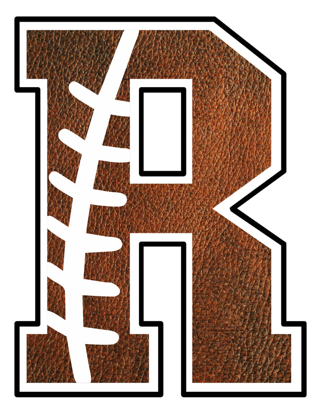 Football Letter Initial R 100% Cotton Fabric Panel Block AB1458