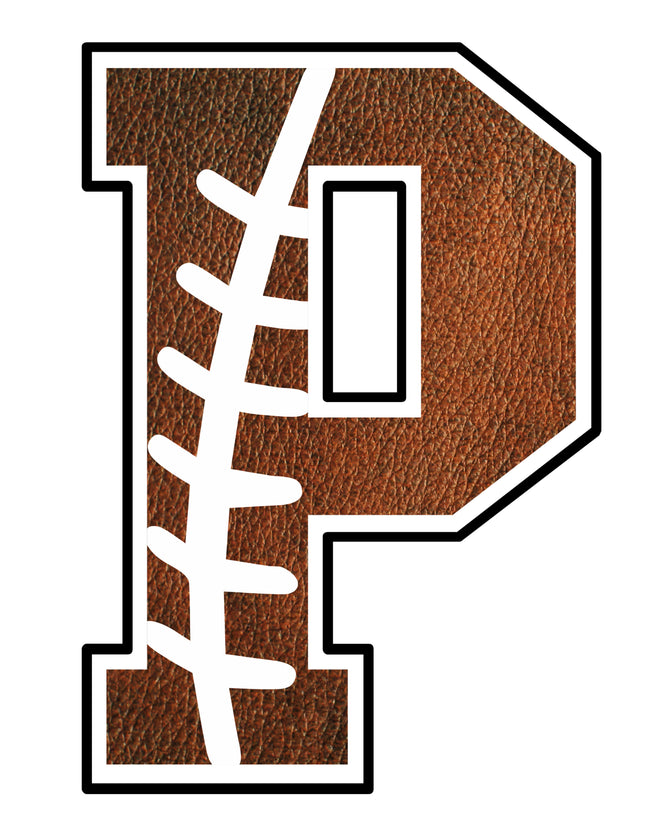 Football Letter Initial P 100% Cotton Fabric Panel Block AB1460