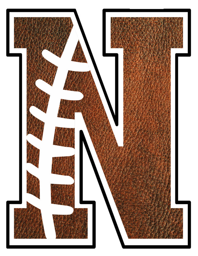 Football Letter Initial N 100% Cotton Fabric Panel Block AB1462