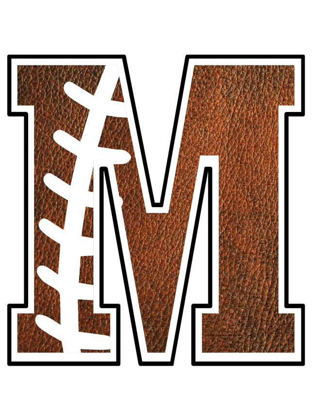 Football Letter Initial M 100% Cotton Fabric Panel Block AB1463