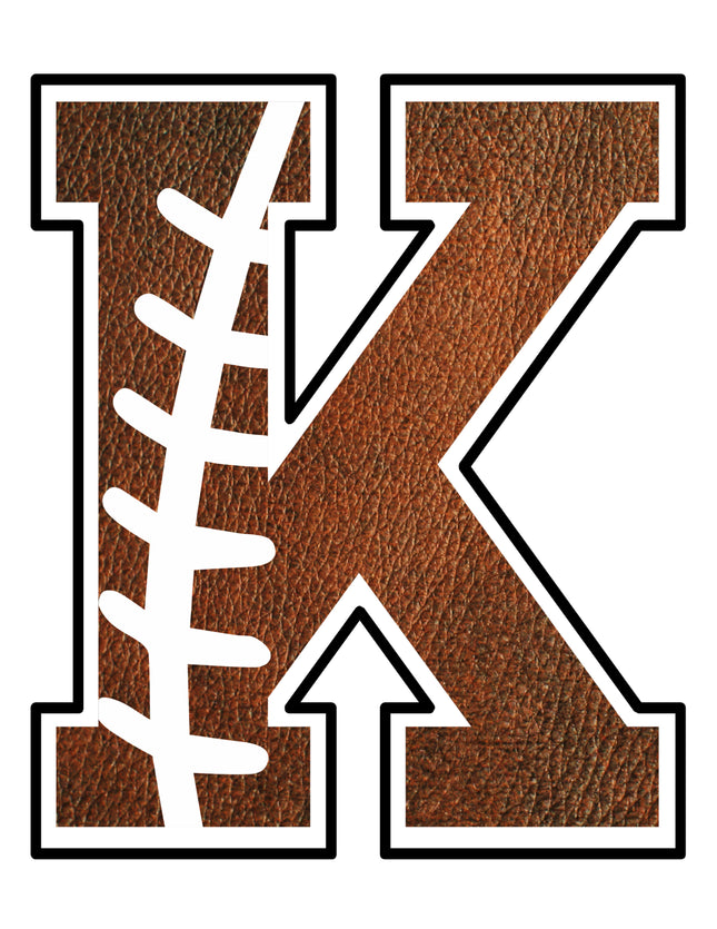 Football Letter Initial K 100% Cotton Fabric Panel Block AB1465