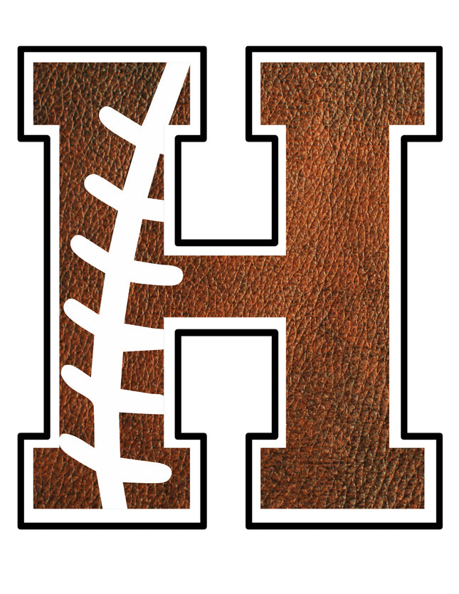 Football Letter Initial H 100% Cotton Fabric Panel Block AB1468
