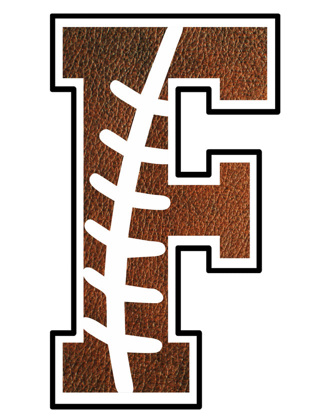 Football Letter Initial F 100% Cotton Fabric Panel Block AB1470