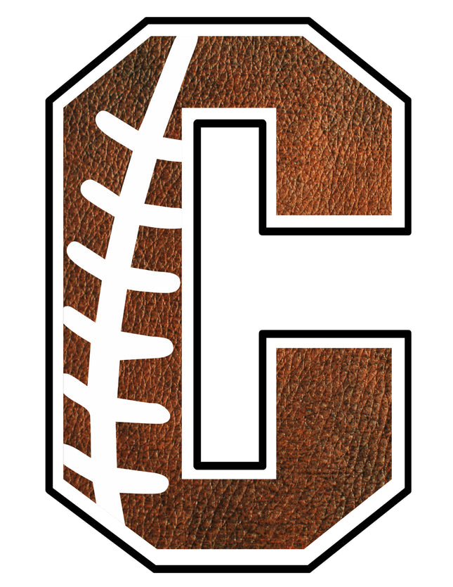 Football Letter Initial C 100% Cotton Fabric Panel Block AB1473
