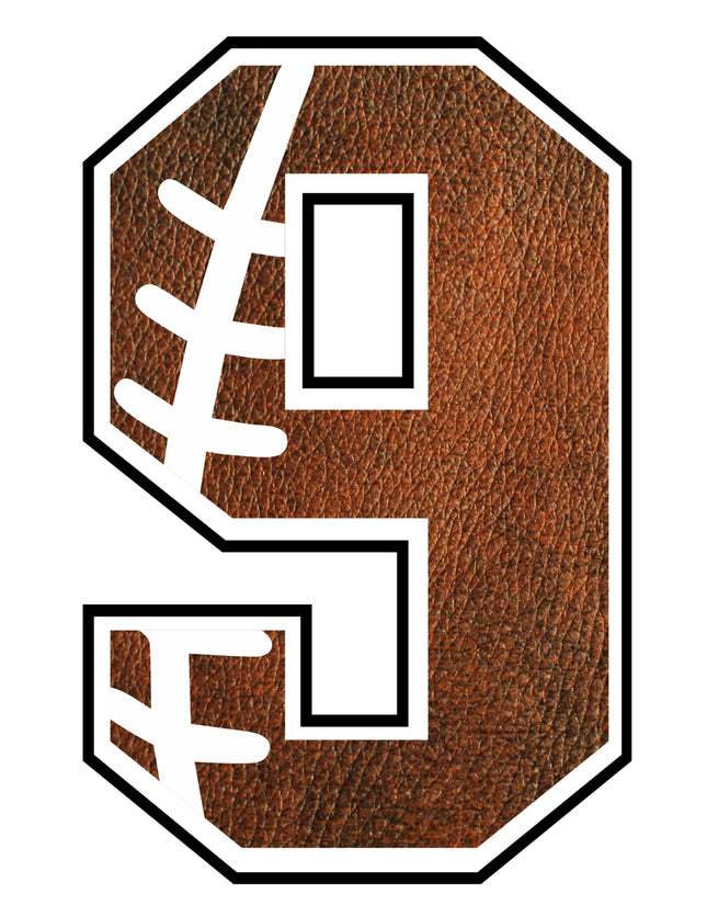 Football 9 Number 100% Cotton Fabric Panel Block AB1476