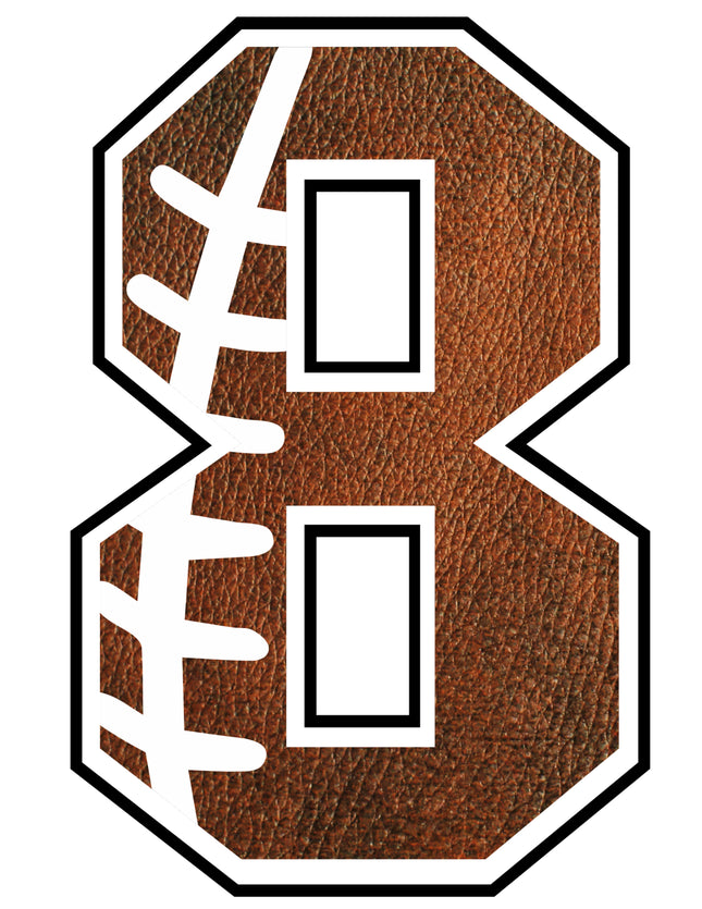 Football 8 Number 100% Cotton Fabric Panel Block AB1477