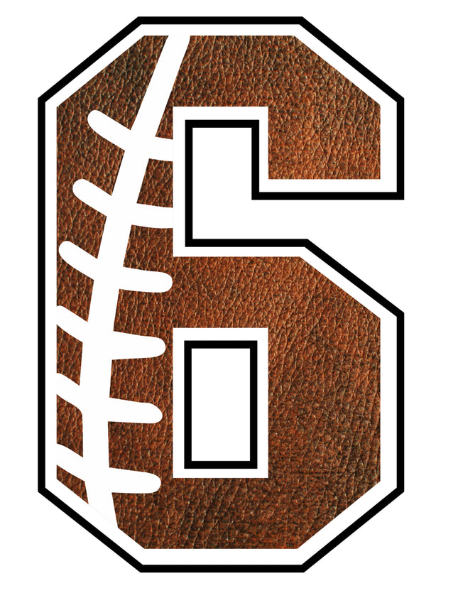 Football 6 Number 100% Cotton Fabric Panel Block AB1479