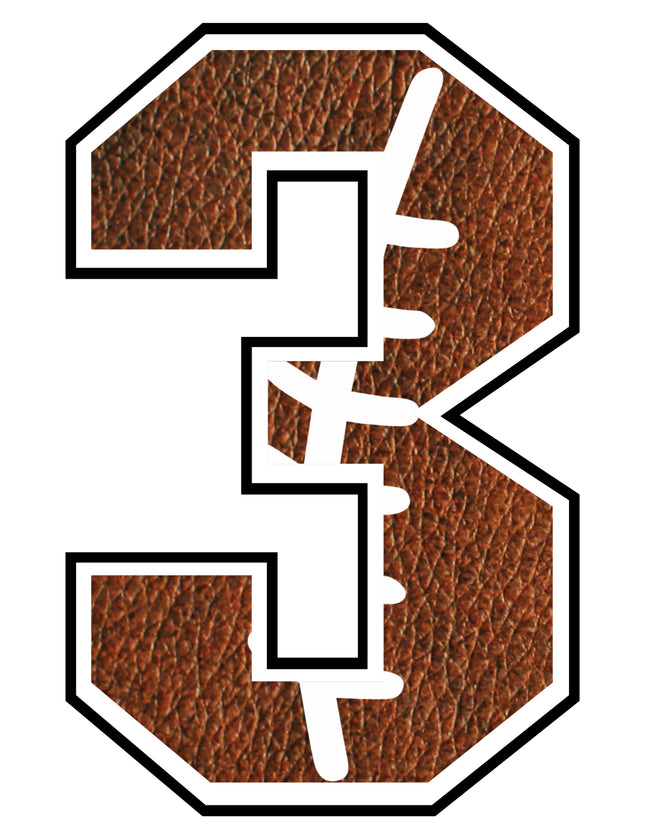 Football 3 Number 100% Cotton Fabric Panel Block AB1482