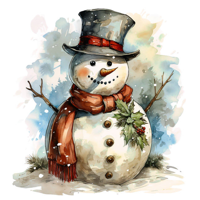 Snowman 100% Cotton Fabric Panel Block AB1821