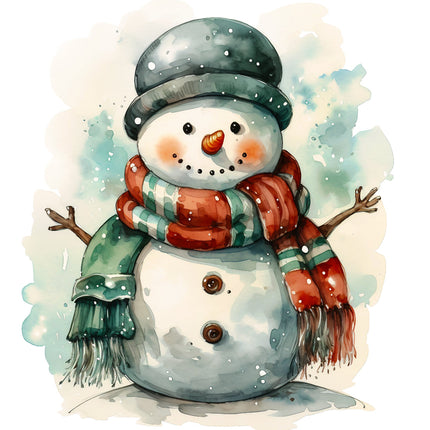 Snowman 100% Cotton Fabric Panel Block AB1824