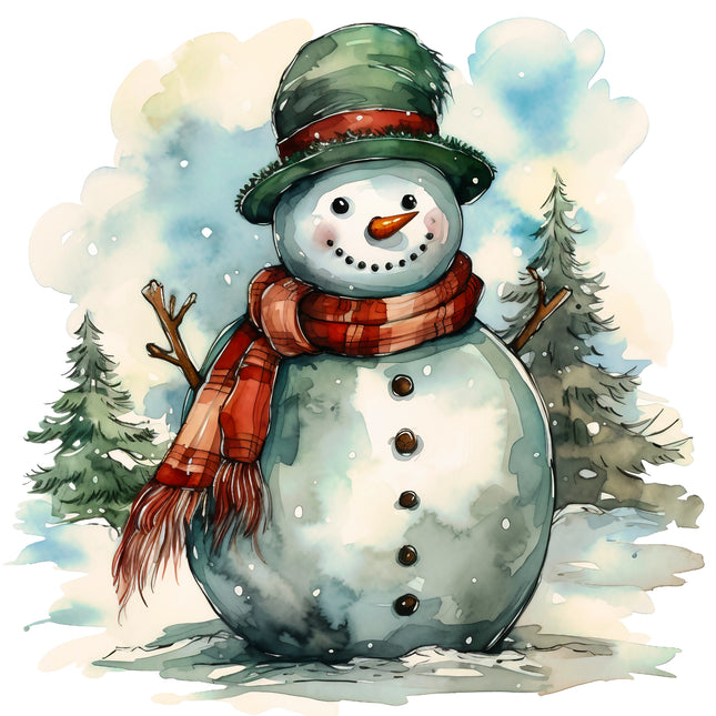 Snowman 100% Cotton Fabric Panel Block AB1826