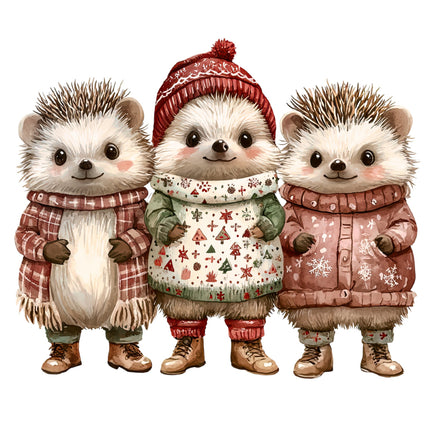 Winter Holiday Porcupines 100% Cotton Fabric Panel Block AB1849