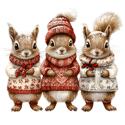 winter squirrels fabric panel
