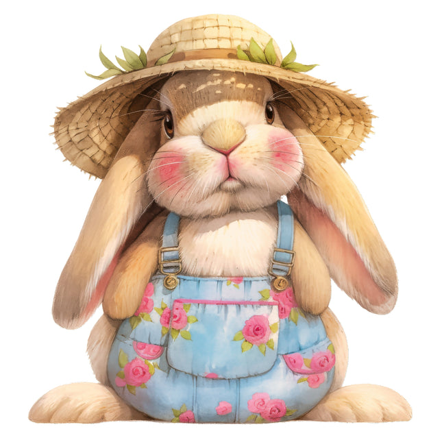 Garden Bunny Rabbit 100% Cotton Fabric Panel Block AB2018