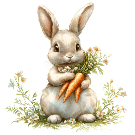 Bunny Rabbit 100% Cotton Fabric Panel Block AB2021