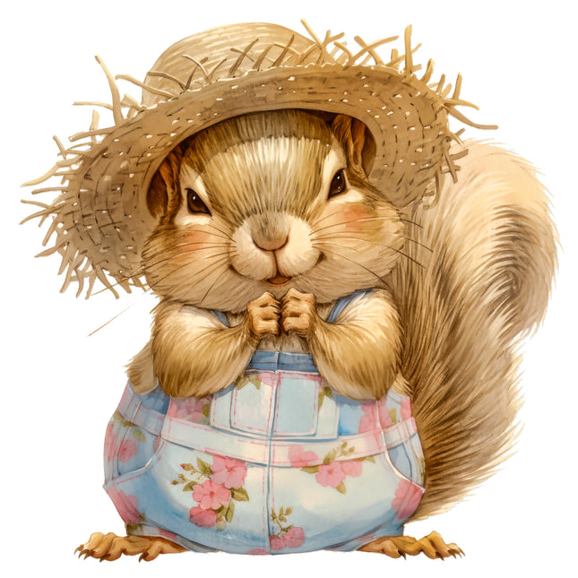 Garden Squirrel 100% Cotton Fabric Panel Block AB2030