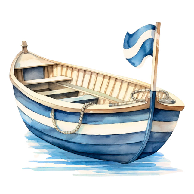 Nautical Boat 100% Cotton Fabric Panel Block AB2041