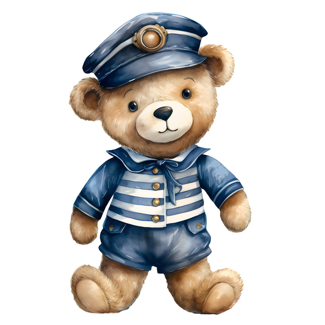 Nautical Teddy Bear 100% Cotton Fabric Panel Block AB2046