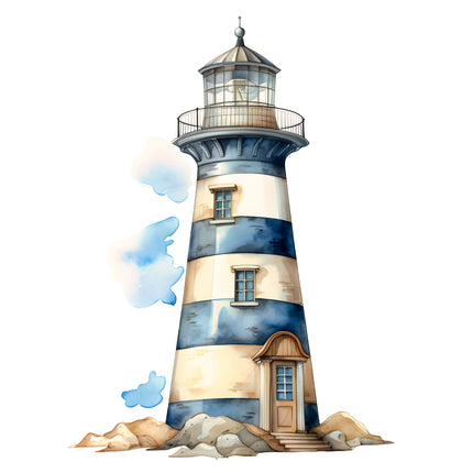 Nautical Lighthouse 100% Cotton Fabric Panel Block AB2051