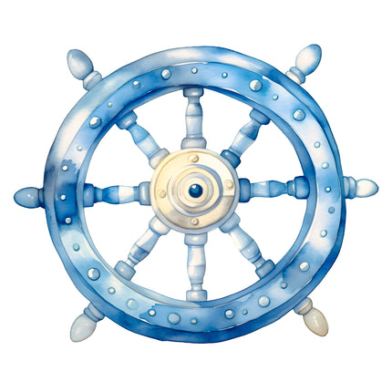 Nautical Ship Wheel 100% Cotton Fabric Panel Block AB2055