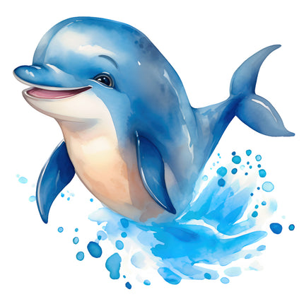 blue dolphin with water splashes quilt block